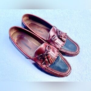 Johnston Murphy Aragon II Mens Kiltie Tassel Loafer 2 Tone Black Brown Size 11.5